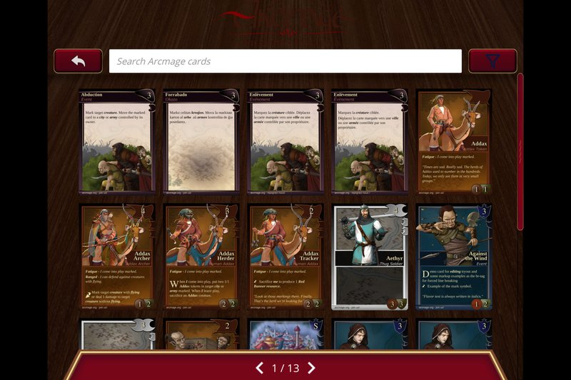 Card Collection Interface