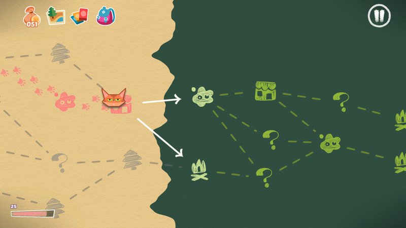 Map progression showing branching paths